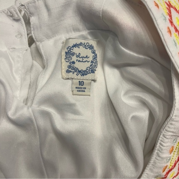 Blue Rain Girl’s Embroidered White Sleeveless Dress, Size 10 - Picture 9 of 11